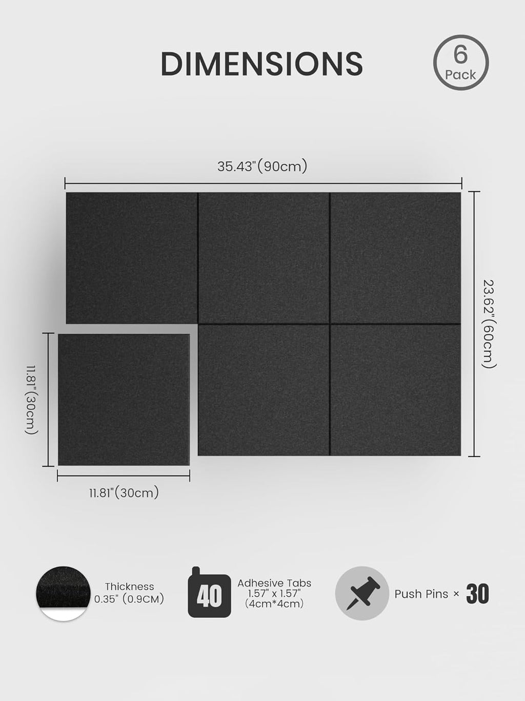 Large Felt Wall Tiles with Pushpins