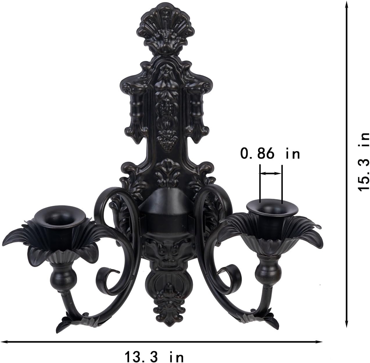Set of 2 Metal Gothic Candle Sconces