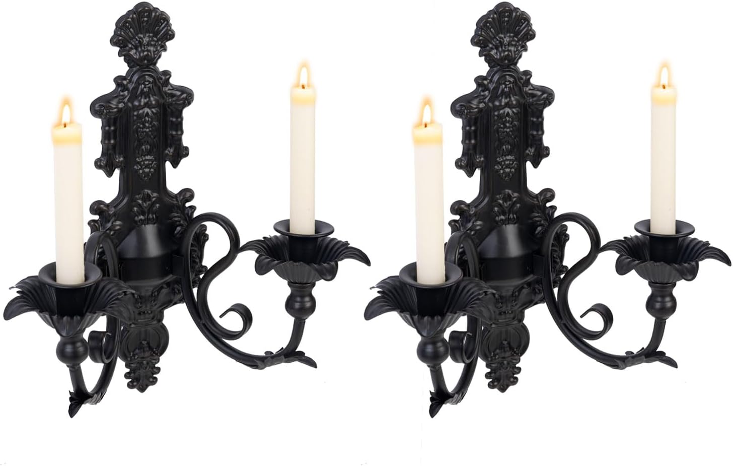 Set of 2 Metal Gothic Candle Sconces