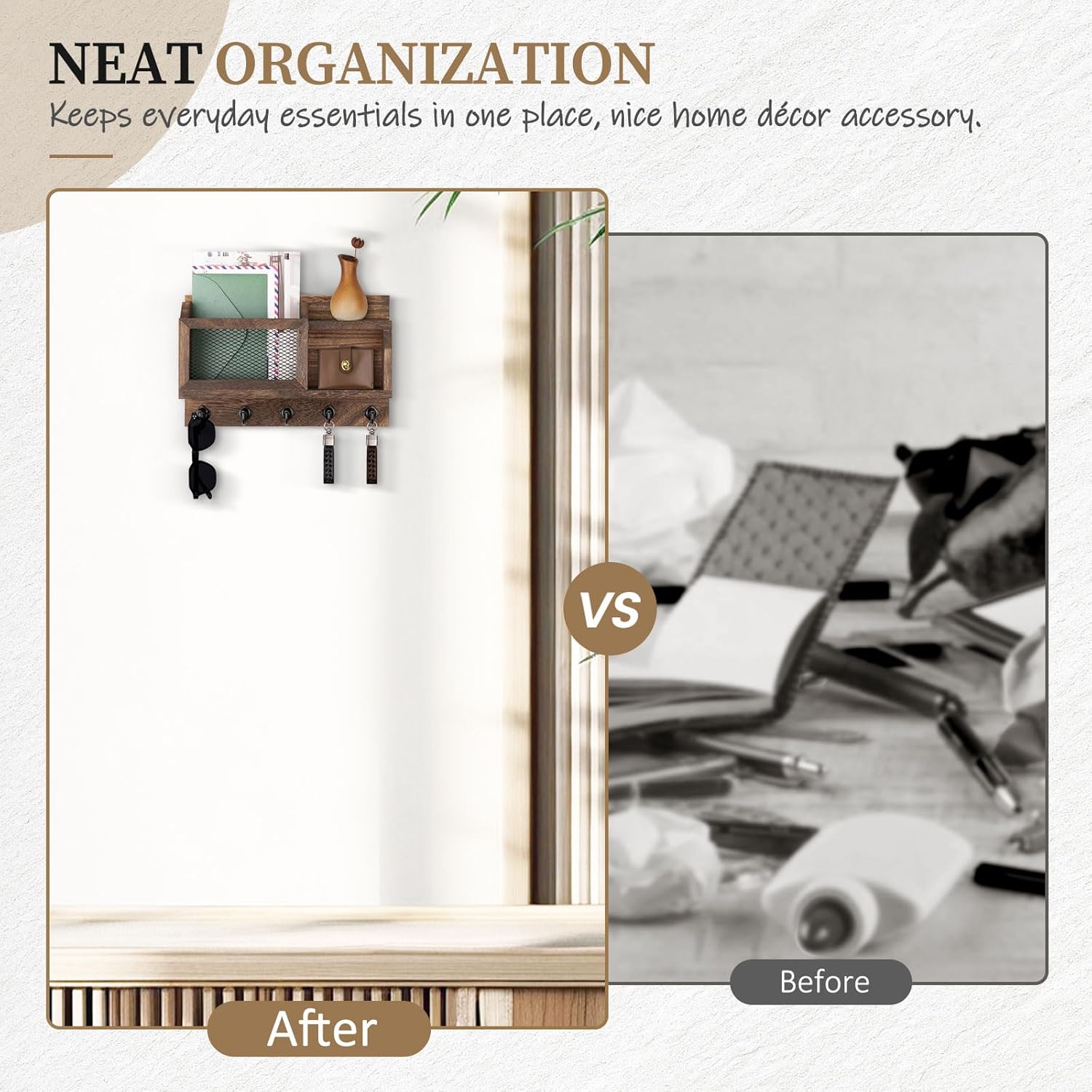 Wall Mount Key and Mail Holder